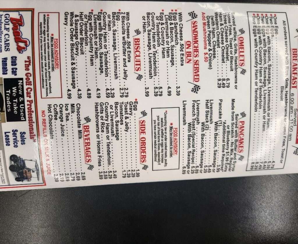 Checkered Flag Barbecue menu 3