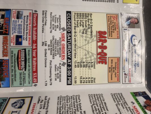 Checkered Flag Barbecue menu 6